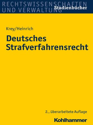 cover image of Deutsches Strafverfahrensrecht
